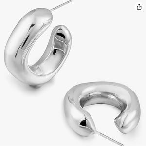 Chunky Silver Hoops — NWT